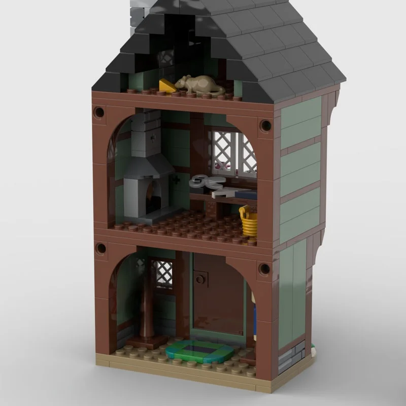 546 قطعة MOC القرون الوسطى خياط S منزل قلعة نموذج اللبنات لعبة تجميع هدية الكريسماس لتقوم بها بنفسك التعليم الإبداعي الطوب الاطفال #3