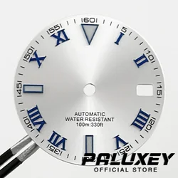 29mm Roman Numeral White Blue Watch Dial Green Luminous For NH35A 4R35 Movement Replacement Watch Parts