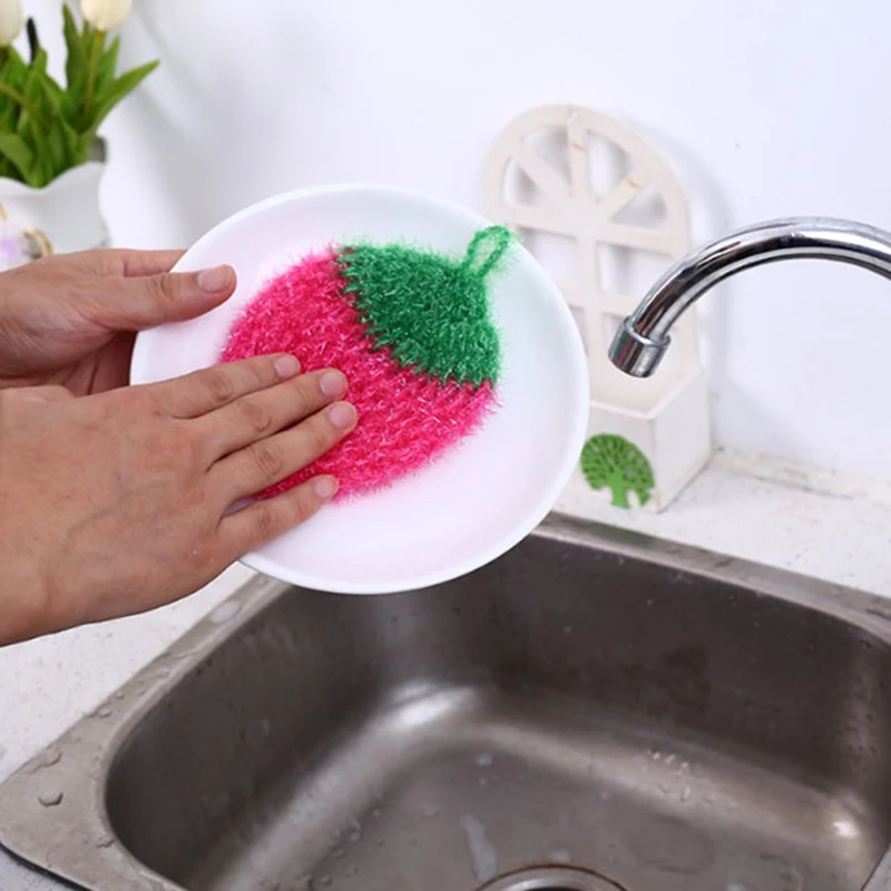 Home Kitchen Tool Fruit Dish Scrubber Sponge Clean Non-scratch Strawberry Bowl Pan Washing Cleaning Cloth Super