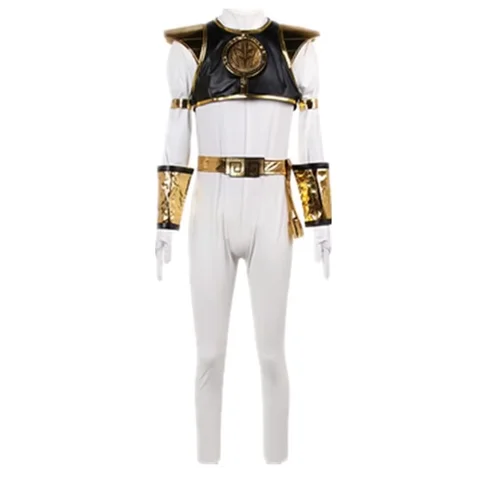 White Ranger Cosplay Costume Adult Halloween Costume White Ranger Tommy Jumpsuit Cosplay Uniform
