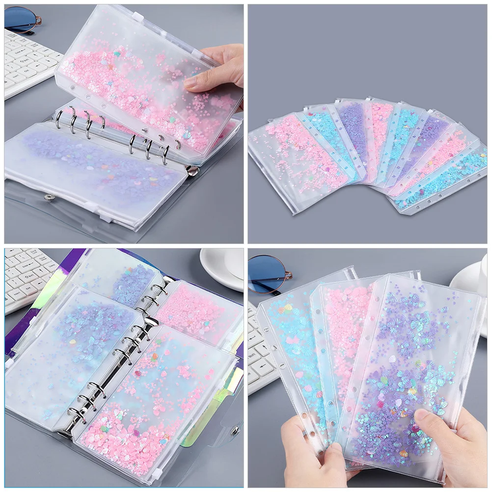 

3Pcs PVC Zipper Pouches Transparent Storage Bags for Pens Business Cards Documents Binder Pockets Storage Bag