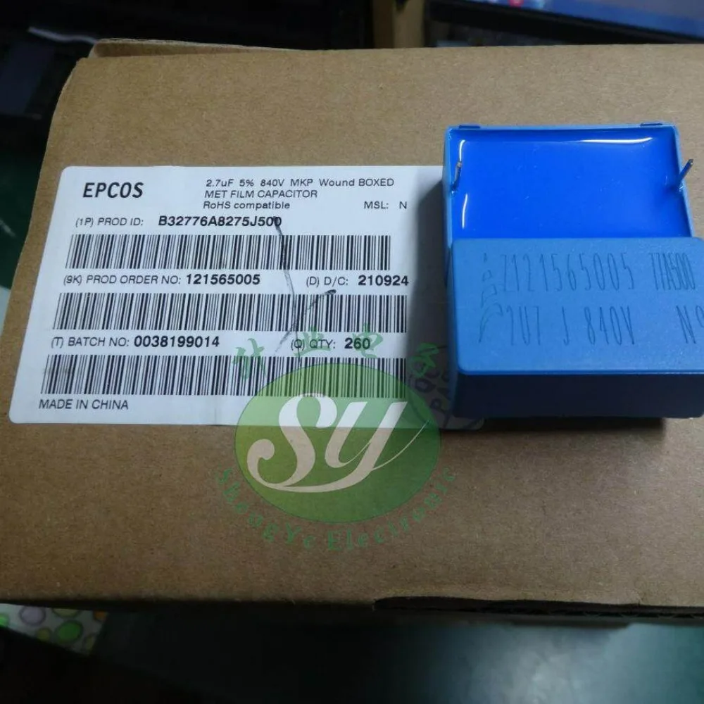 EPCOS 2.7uf 840v 2u7 275 Brand New 38mm Film Capacitor (Thickness: 19.3mm) B32776A8275J