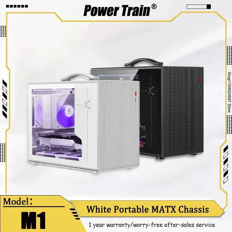 

Power Train X-GAMERX M1 MATX Gaming Chassis Laptop Chassis Convenient Glass Side-Transparent Desktop Compact Mini Mesh Case