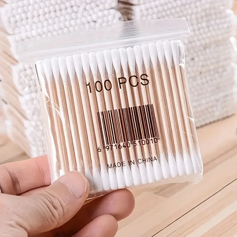 100/500/700/1000pcs Double Head Wood Cotton Swab Nose Ears Cleaning Women Makeup Tools Lipstik Cotton Buds  Bastoncillos Oidos