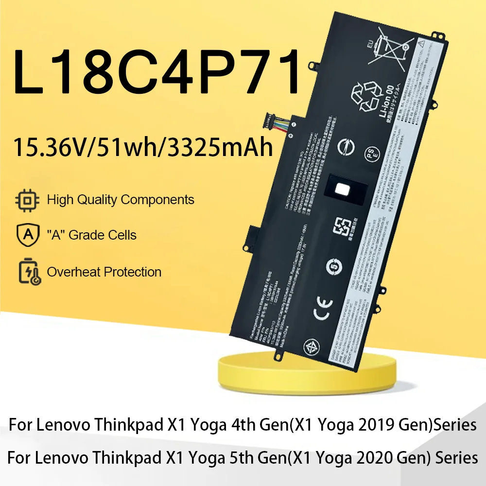 

L18C4P71 Laptop Battery For Lenovo X1 CARBON 2019, X1C SKB10K97644 02DL004 02DL005 L18M4P72