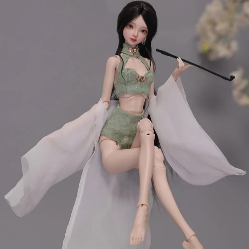 ตุ๊กตายาง shuga Fairy idun 1/4 BJD ของเล่นเรซิ่นหุ่นเพรียวบางมีเชือกผูกแบบฮันฟูสไตล์คลาสสิกผู้หญิงหล่อไปป์สูบ