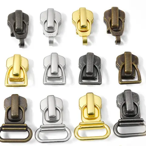 30pcs/Lot 5# YKK Auto Lock Metal Slider Jacket D Buckle with Hook Head Copper Zipper White Copper Gold Ancient Silver Bronze