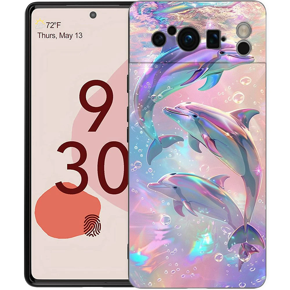 حافظة هاتف لهاتف جوجل بيكسل 9 8 7 6 9A 8A 7A 6A Pro 10 9 Pro XL حافظة ناعمة من البولي يوريثان مقاومة للصدمات Capas Ocean Animal Dolphin Coque