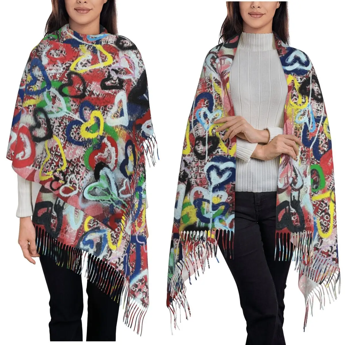 

Популярная культура, картина от Ruslan K Wilhelm Шарф Шарфы с кисточками Женские мягкие теплые шали и накидки Большая осенне-зимняя шаль