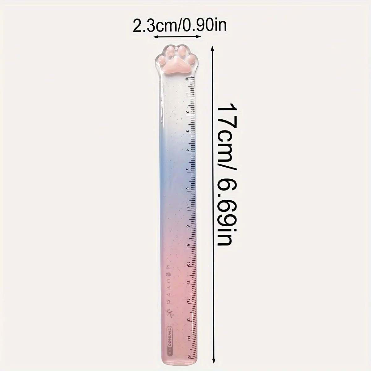 Cute Cat Claw Straight Ruler  Transparent Drawing Ruler  Gradient Color Plastic Ruler  Cartoon Creative Drawing Bookmark
