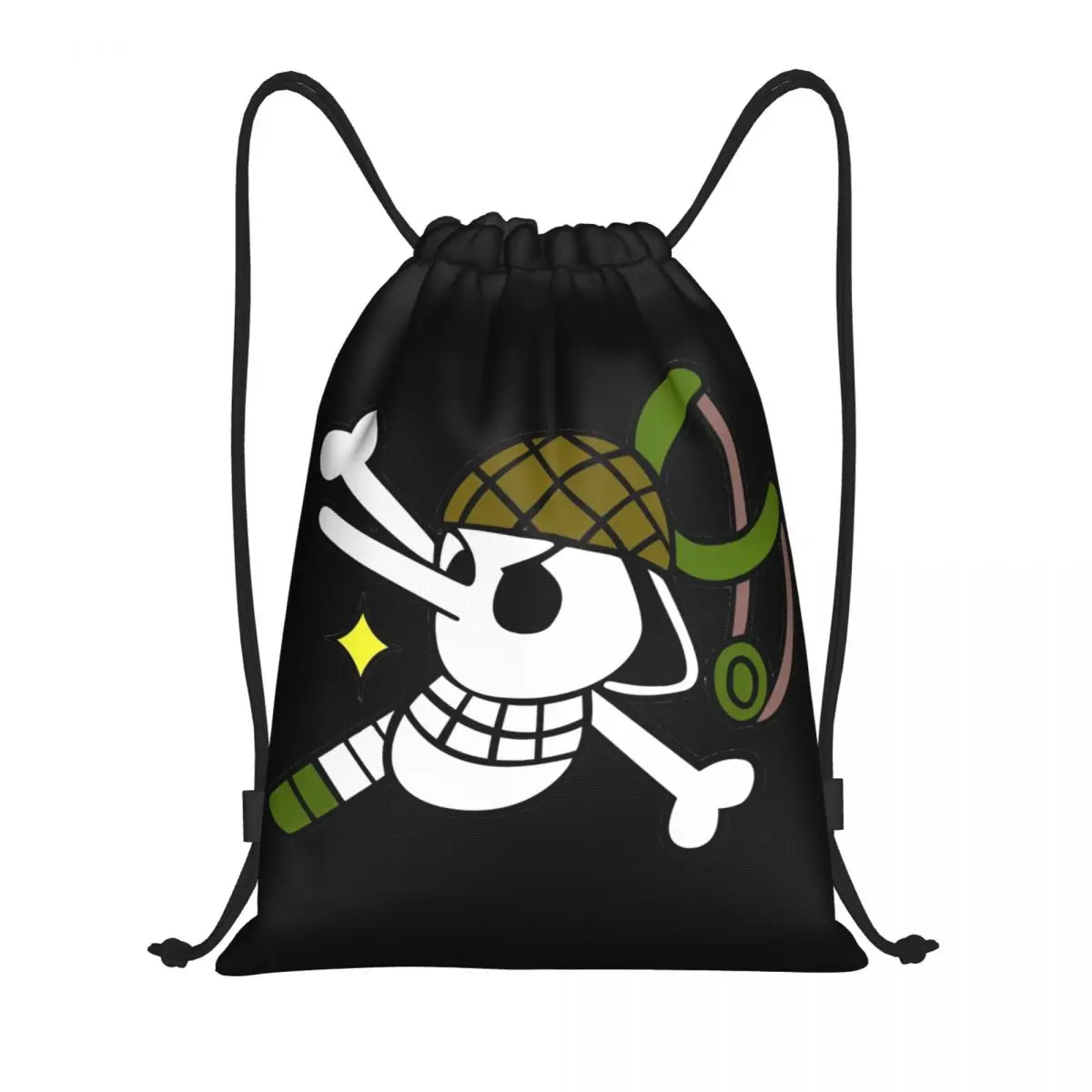 

Usopp Bandeira One Piece Flag Drawstring Backpack Sports Gym Bag String Sackpack for Yoga