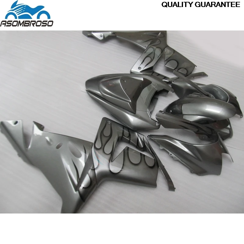 

Black Flames Silver Motorcycle Accessory For Kawasaki Ninja ZX10R Fairing Kit 2004 2005 Plastic Fairing Set Zx10r 04 05 N10 New