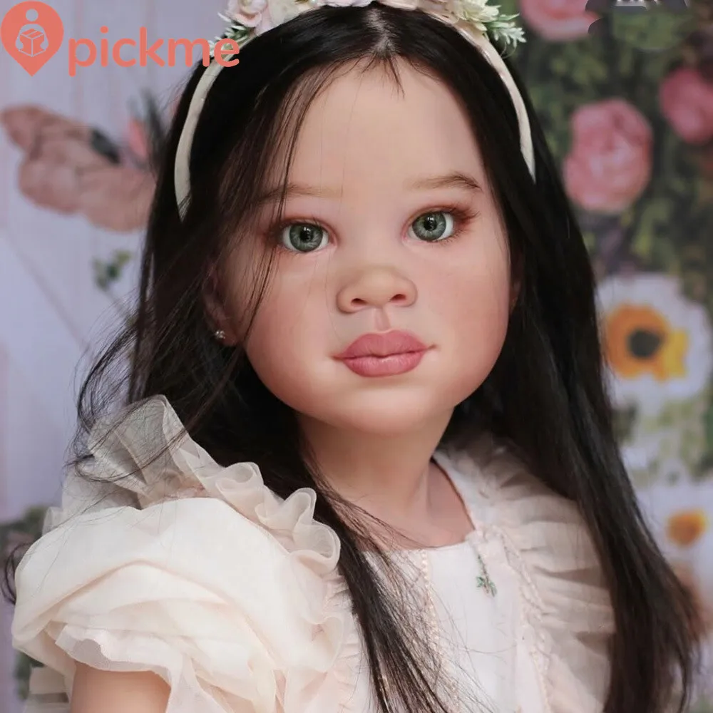 46inch Finished Reborn Doll Minnie Painted Mold Long Black Hair Kit DIY Dolls