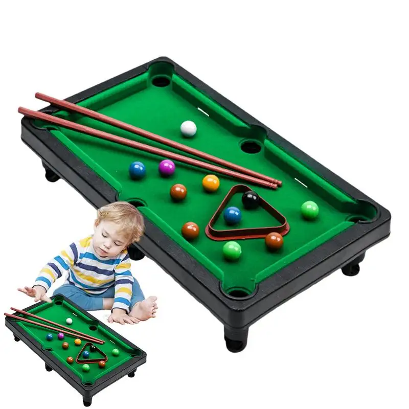 Small Pool Table Tabletop Desktop Billiards Educational Game With 2 Sticks And Balls Home Workplace Desk Stress Relief Games