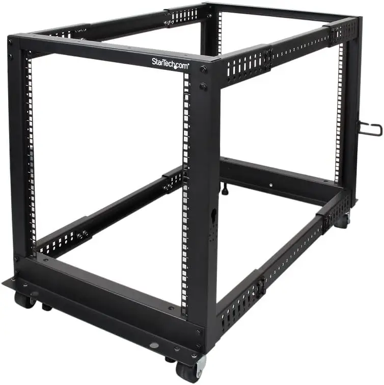 

StarTech.com 4-Post 12U Mobile Open Frame Server Rack, 19in Network Rack with Wheels, Rolling Rack for Computer/AV/Data/IT Equip