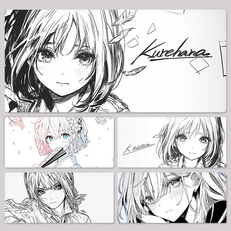 Japanese Girl Anime Lovely Leather Mouse Pad Non-Slip Waterproof Desk Mat Comfortable Office Gaming Mousepad Desk Mat PC Laptop