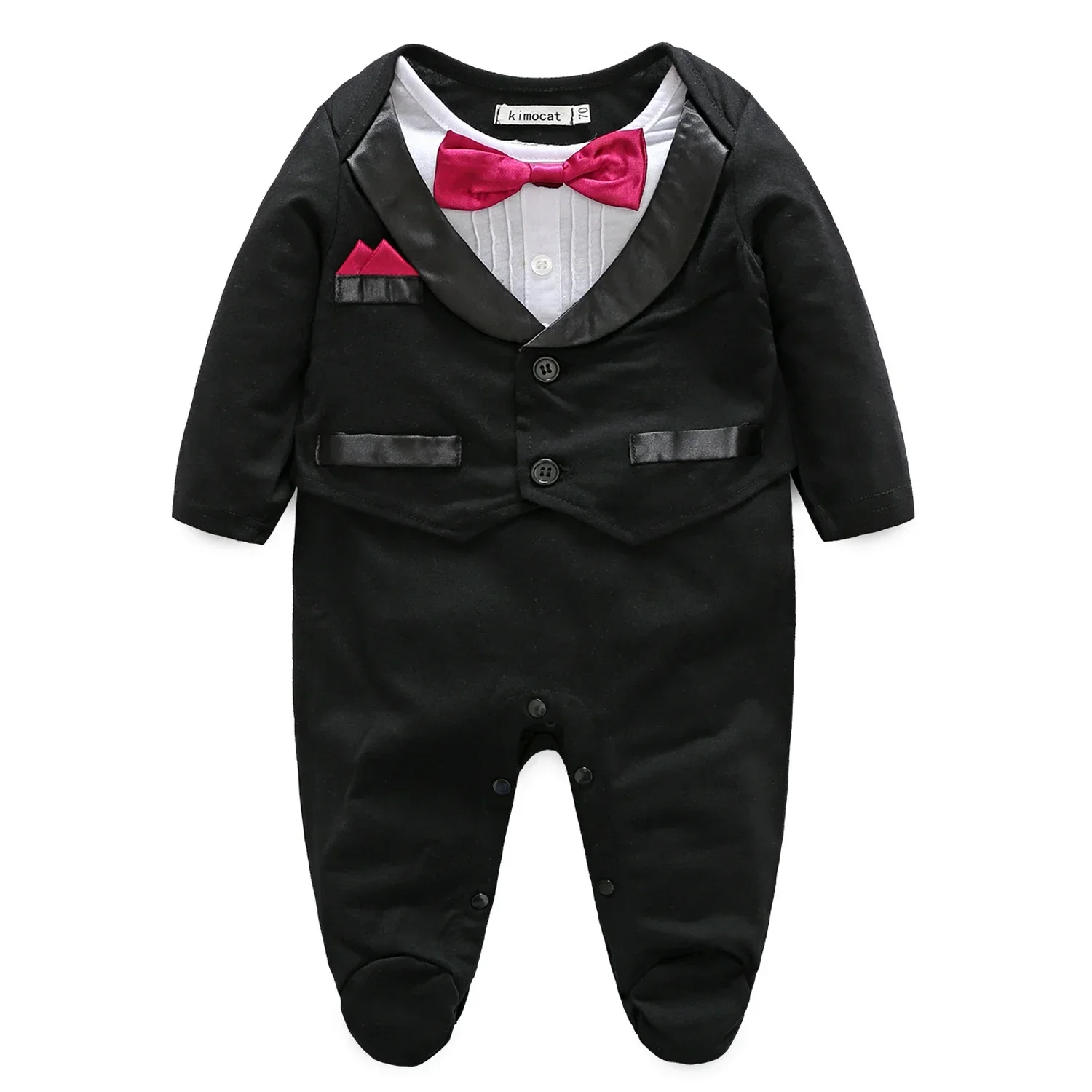 

Spring Autumn Baby Boys Romper Bodysuit One Year Old Baptist Gentleman Bowtie Suit Long Sleeve Baby Jumpsuit One-pieces Outfits