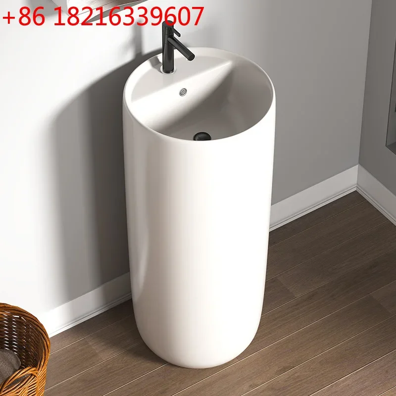 Engineering ceramic column basin, bed and breakfast wash basin, hotel household bathroom, small apartment integrated