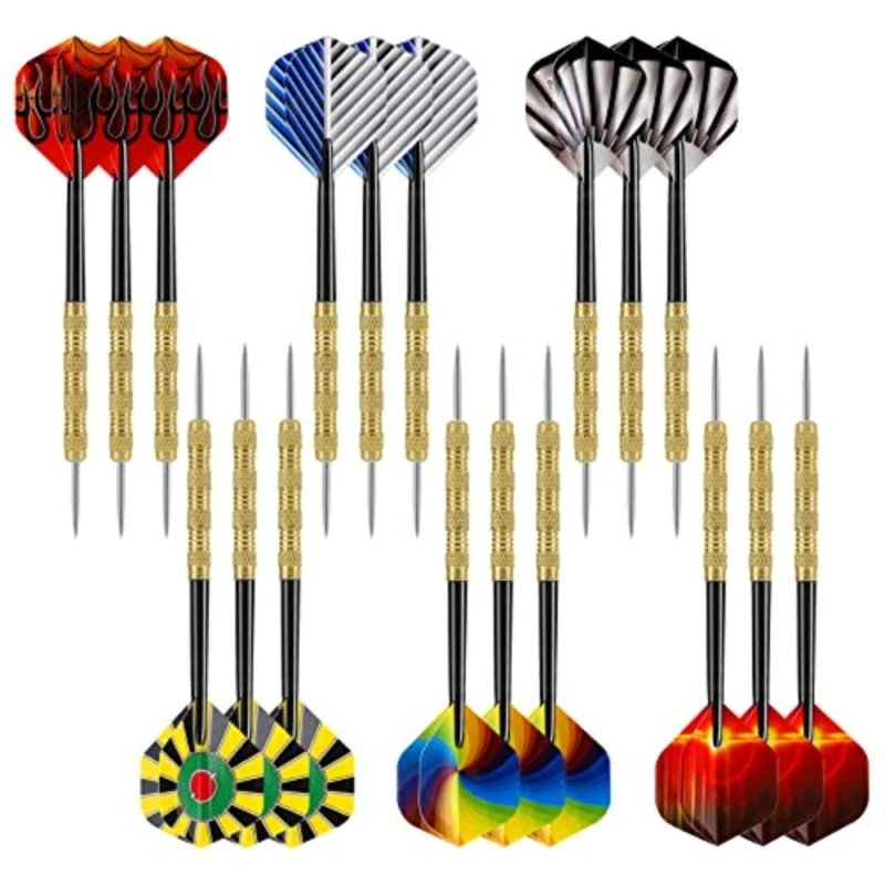 652D 18-teiliges Dart-Set mit Stahlspitze, professionelles Dart-Set mit Stahlspitze und Aluminiumschäften, Dart-Flight,