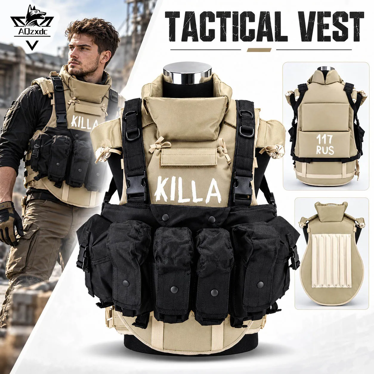 Russian 6B13 Tactical Vest Full Set Chest Rig Military Style Outfit for Airsoft Paintball Wargame Cosplay Outdoor Training Gear