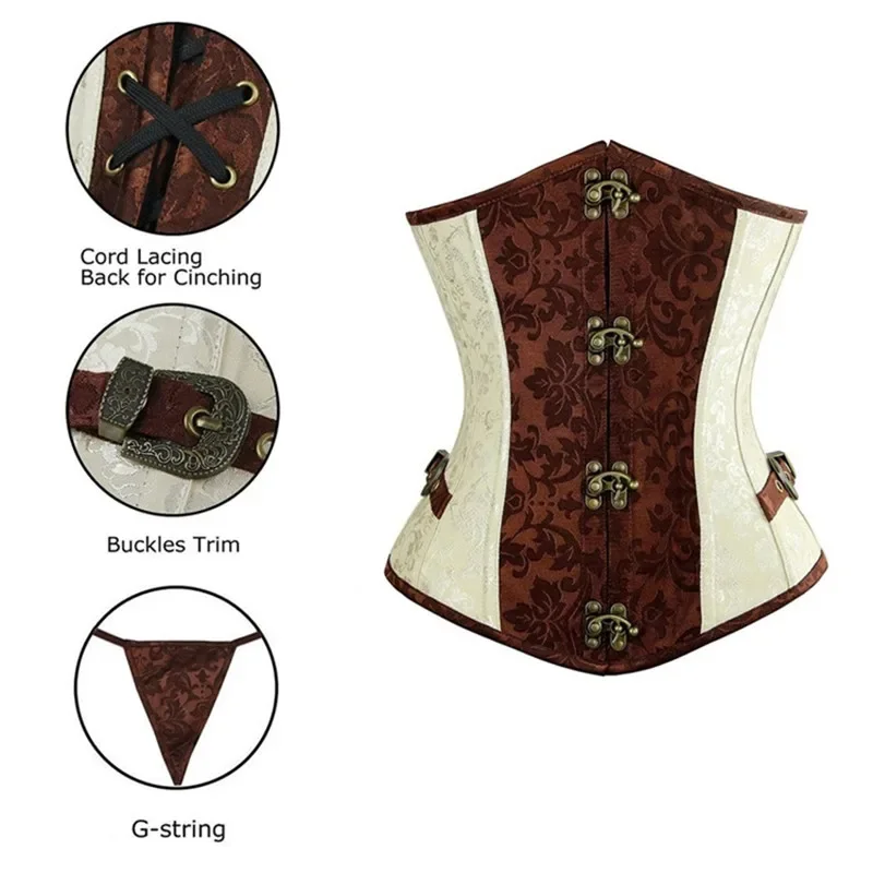 Steampunk espartilho bustier underbust superior plus size cetim cintura cincher espartilhos góticos sexy lingerie feminina corselet korsett