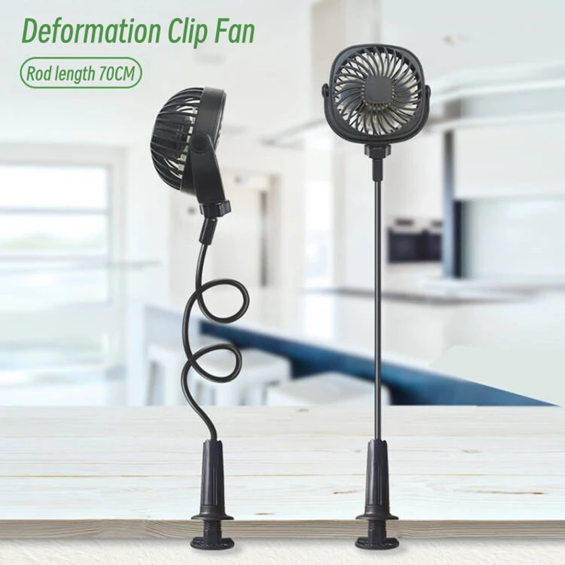 Portable Desktop Clip Fan with Flexibly Adjustable Bracket USB Electric Home Office Cooling Ventilator Quiet 3 Speed Strong Wind