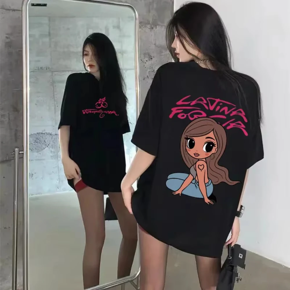 

Karol G Tropicoqueta Latina Foreva 2025 New Album T-shirt Women Fashion Aesthetic T Shirts Summer Casual Oversized Men T-shirt
