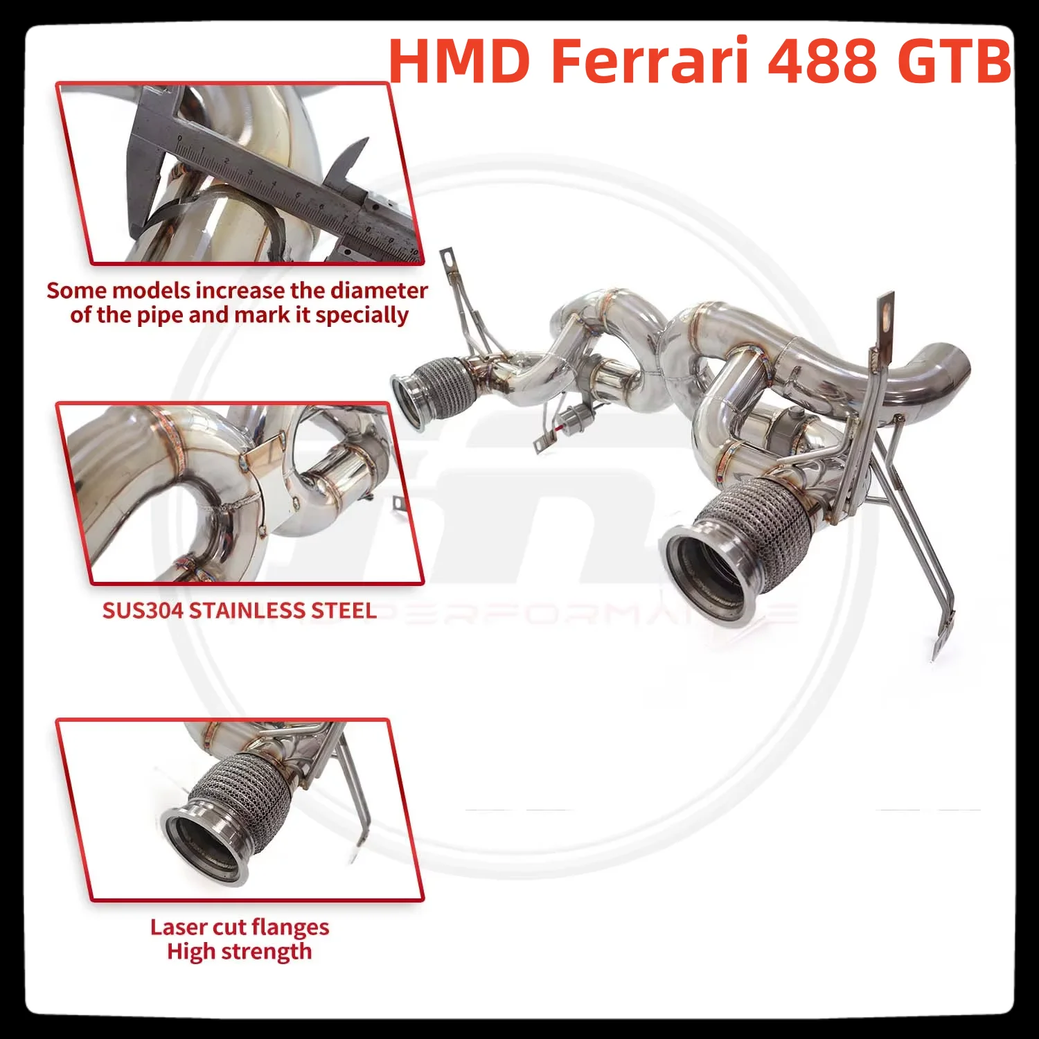 HMD Hot Sale Stainless steel Exhaust System Performance Catback for Ferrari 488 GTB With valves Car