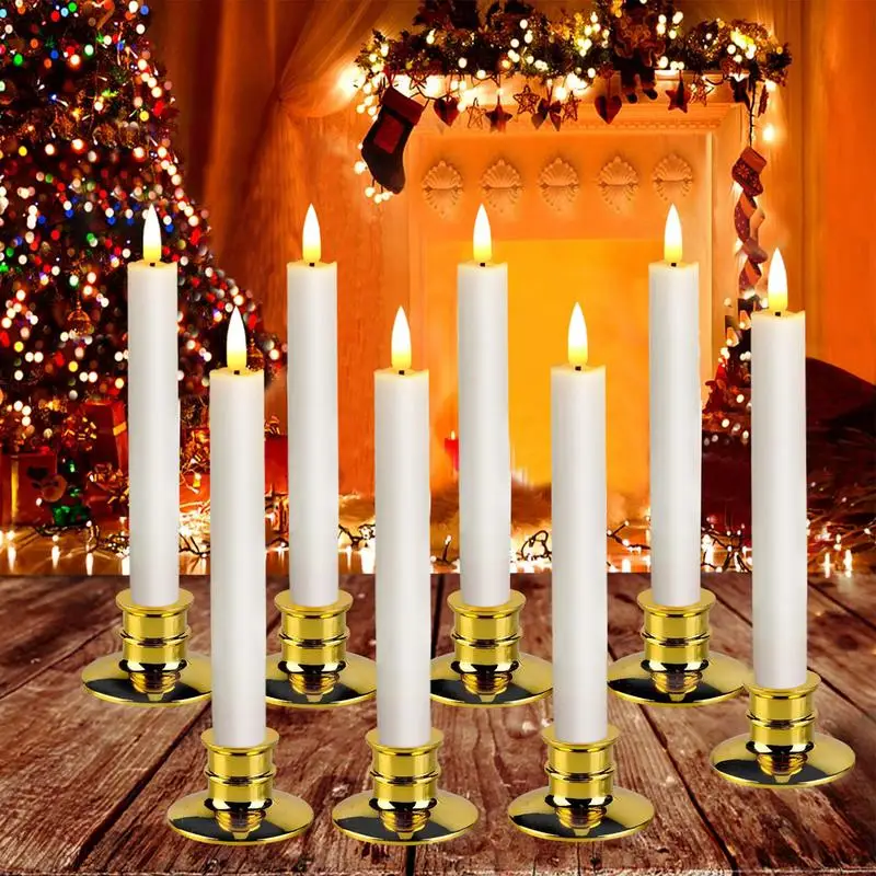 Christmas Window Candles 6X Flickering Candle Stick With Remote Timer 6.5 Inch Realistic Flickering Warm Light Candle