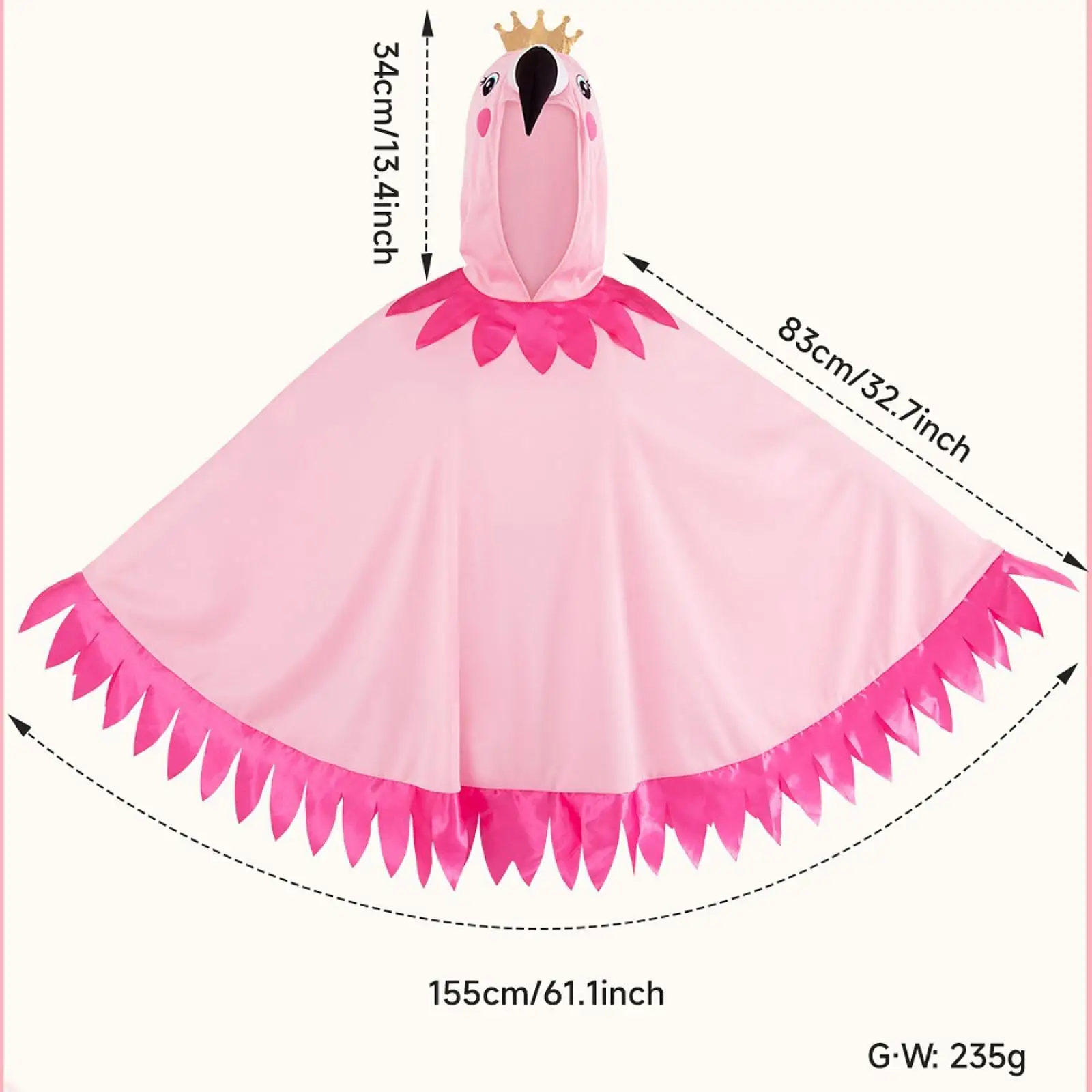Disfraz de flamenco para fiesta, disfraz divertido, accesorios para fotos, decoraciones, capa con capucha para actuación navideña, Carnaval, cumpleaños, mascarada