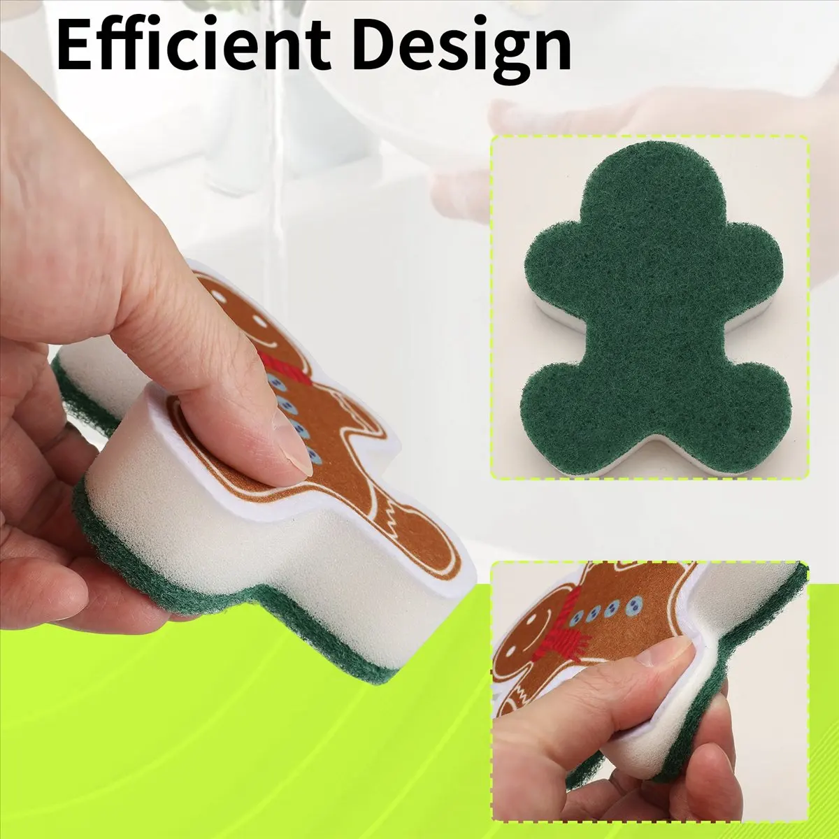 【Clearance Sale】8 Pcs Christmas Sponges Kitchen Dual Sided Dish Sponges for Washing Dishes Santa Christmas Tree Gingerbread Man