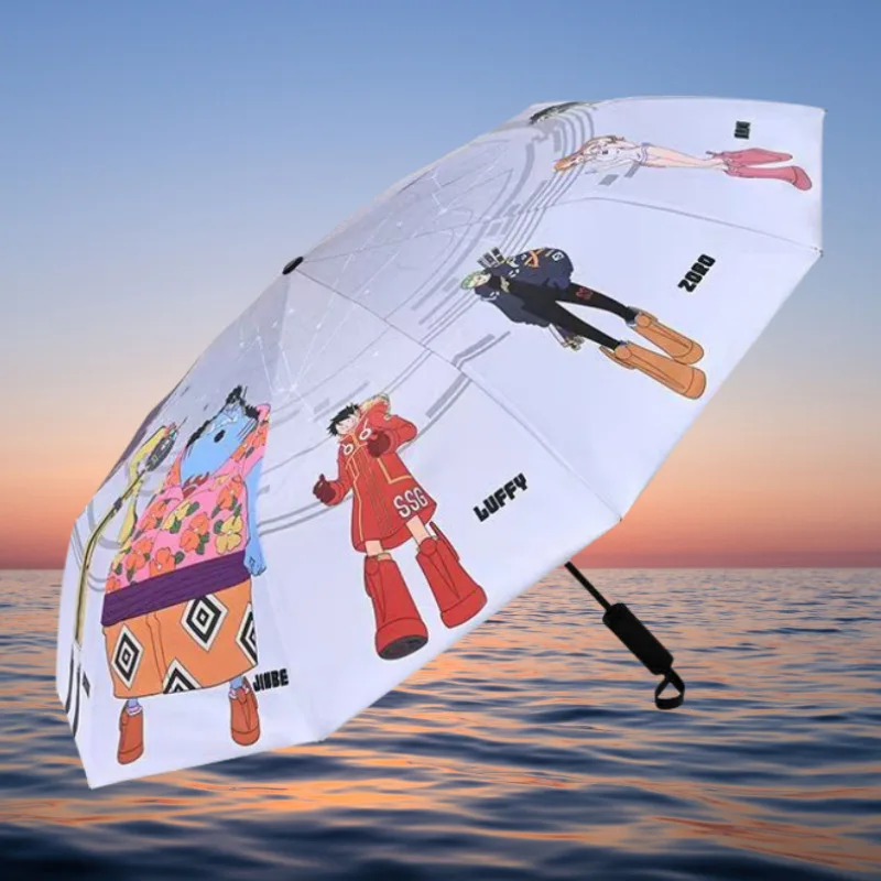 ร่มกันลมอัตโนมัติ 10 ก้าน ลายการ์ตูนอนิเมะวันพีซ หัวไข่ กันแดด ป้องกันรังสียูวี ร่มพับได้ อุปกรณ์กันฝน