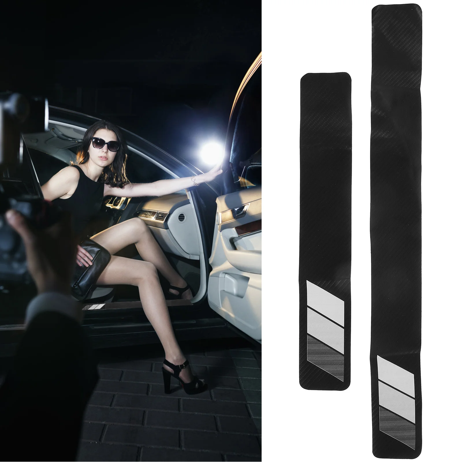 

4pcs Door Sill Protector For Car Scratch-Resistant Durable Auto Stylish Car Door Edge Protection Cover Plate