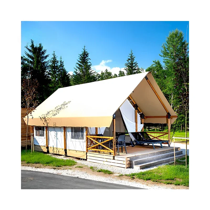 ^Or 4 season toile de tente outdoor canvas latest for hotel camping customized safari tent with wood pole frame*