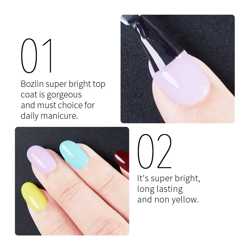 BOZLIN 15ML Super Top Coat Functie Gel Geen Veeg Matte Top Gel Transparant Losweken UV LED Nail Art manicure Gel Vernis Primer