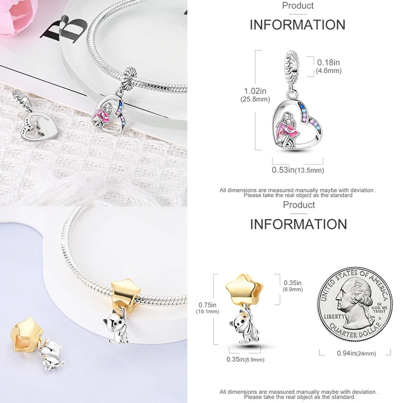 925 Sterling Silber Kaffeekanne Pfotenabdruck Koffer Kunstpalette Böser Blick Elefanten-Charm-Perlen Original DIY Armband Geschenk für Frauen – Detail 12