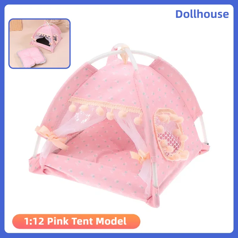 

1:12 Pink Tent Model Mini Doll Travel Camping Decoration Toys Dollhouse Simulation Micro Scene Construction Photo Props