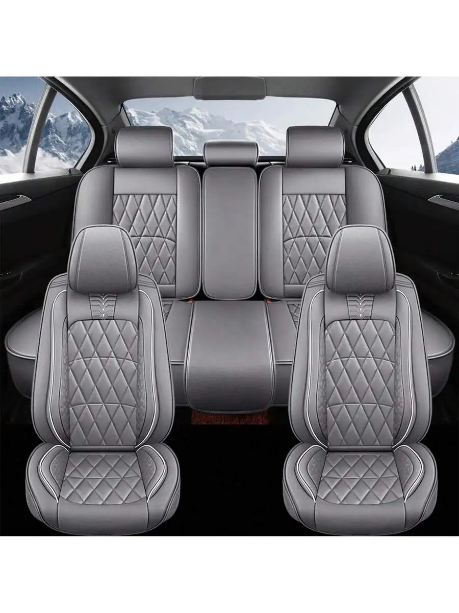Luxury PU Leather Car Seat Covers Full Set Waterproof Anti-Slip Universal For Most Cars