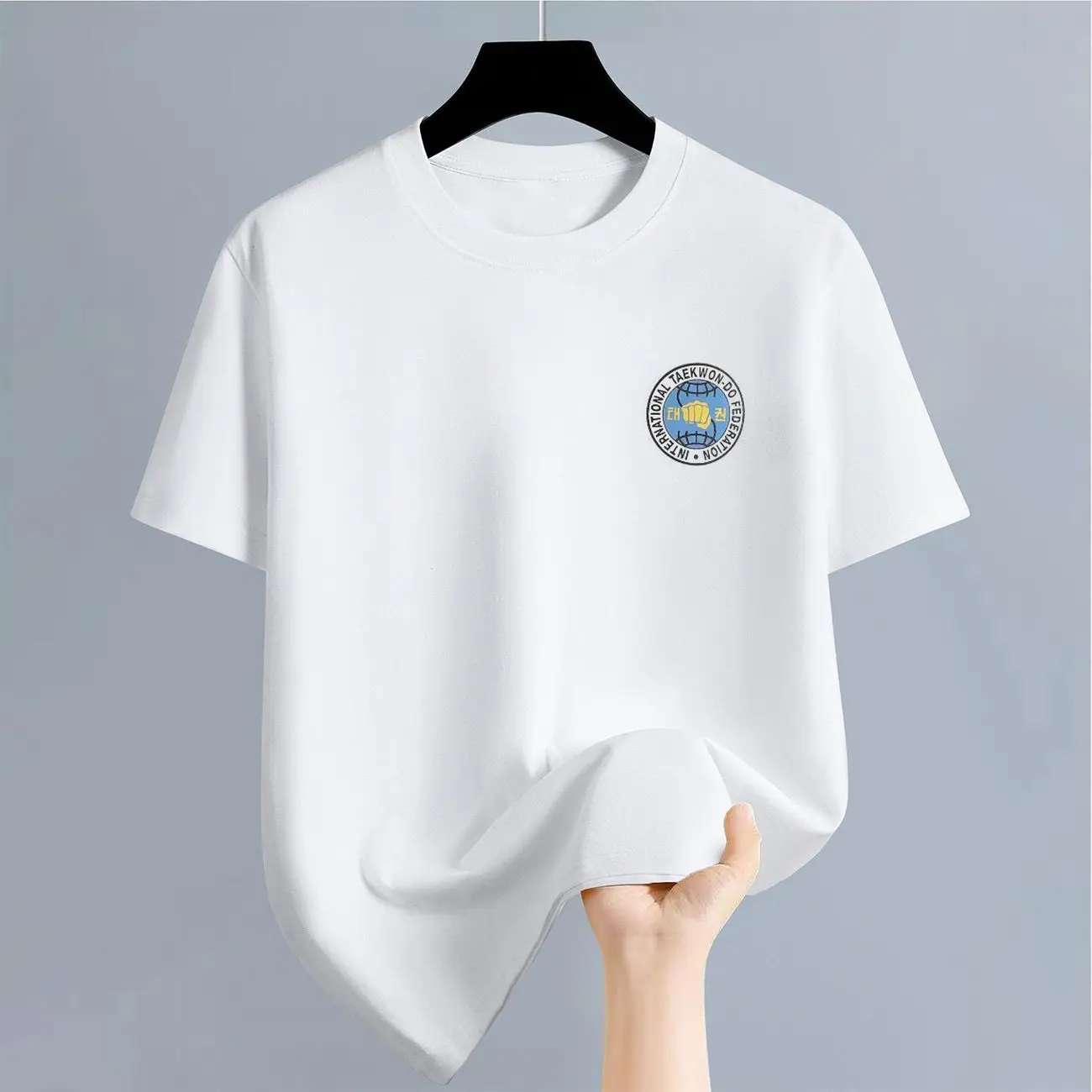 Itf Taekwondo Training Uniform Short-Sleeved Men's and Women's Quick-Drying T-Shirt Sweat-Absorbent Round-Neck Martial Arts Class Uniform with Customizable Printing Karate Team Uniform - view 5