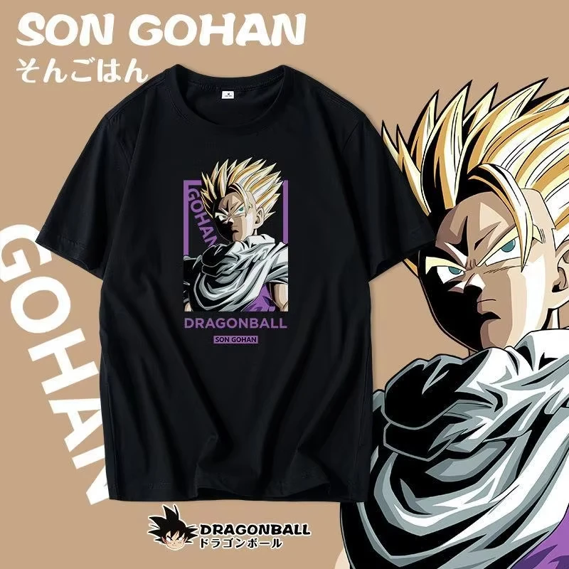 لعبة دراغون بول الكرتون القطن تي شيرت صيف 2025 جديد Ins المد العلامة التجارية الفتيان والفتيات زوجين ارتداء القطن الخالص طاقم الرقبة ملابس علوية #1