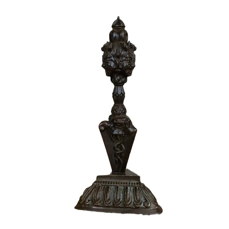 

Three-sided puba pestle Antique and old puba Large with base ornament Vajra pestle ornament Copper animal statue