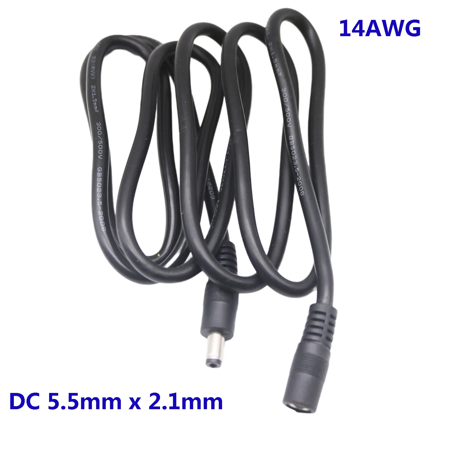 14AWG CCTV Camera DC Power Supply Surveillance Adapter Cable 5.5mm x 2.1mm Male to Female Cord for LED Strip Car 5FT 1.5m 3m 12V