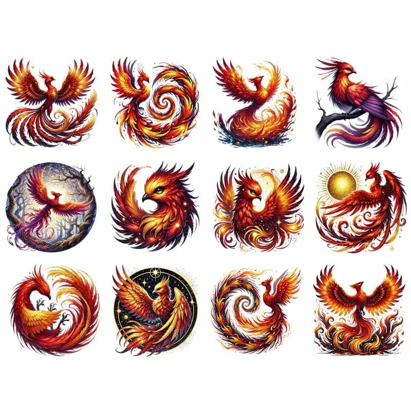 Divine Bird Phoenix Transfers Heat Appliques On Clothes Clothing Thermoadhesive Iron On Patches Transfer Stickers Custom Patch
