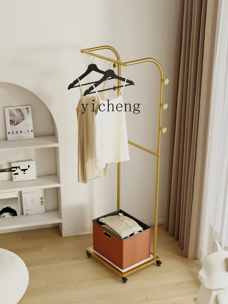 XL Mobile Coat Hanger Floor Bedroom Light Luxury Iron Coat Rack Simple Clothes Hanger