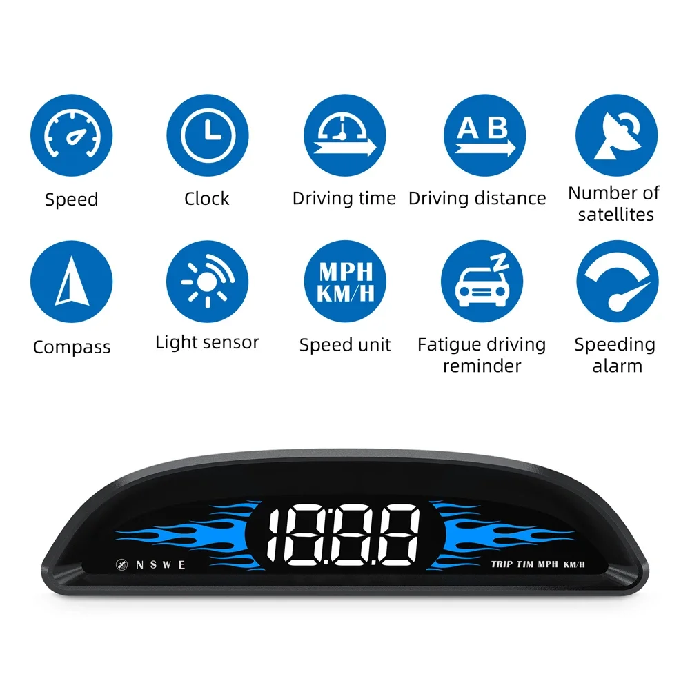 Head Up Display HUD G2 Universal Car Digital Speedometer On-Board Computer with Multi-function GPS Gauges Display