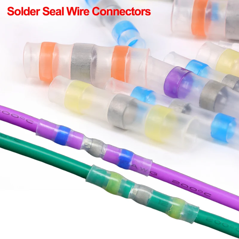 10 - 500pcs Solder Seal  Wire Connectors Waterproof Electrical Cable Splice Connector 3:1 Heat Shrink Butt Crimp Terminals