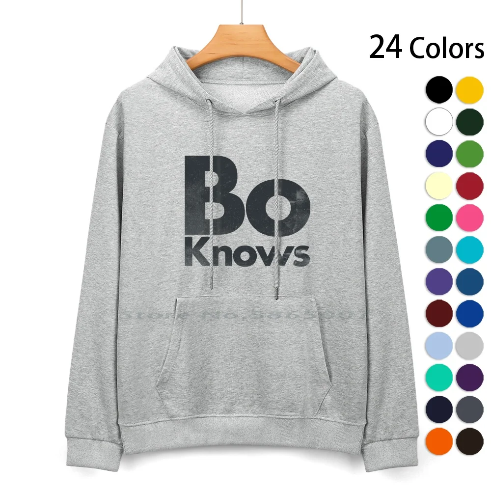 Bo Jackson-Bo Knows Pure Cotton Hoodie Sweater 24 Colors Bo Jackson Termo Baseball Bo Knows Football 100% Cotton Hooded