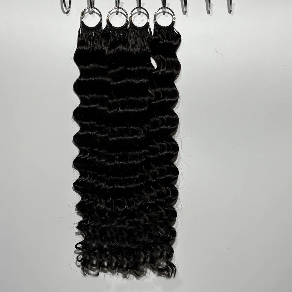 

15A Deep Wave Feather Crochet Human Hair Tight Curly Pre-Separated Knotless Crochet Human Hair Extensions With Loop For Braiding