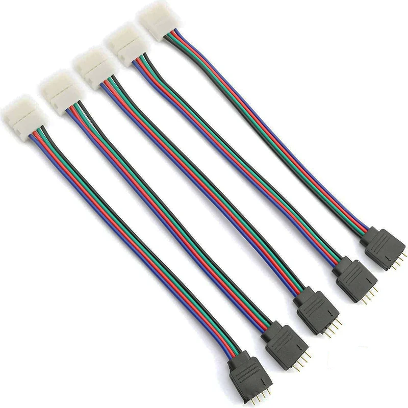 1Pcs 15cm 5050 RGB 4 pin LED Strip Light connectors Strip to Power Adaptor 4 Conductor 10mm Wide connector