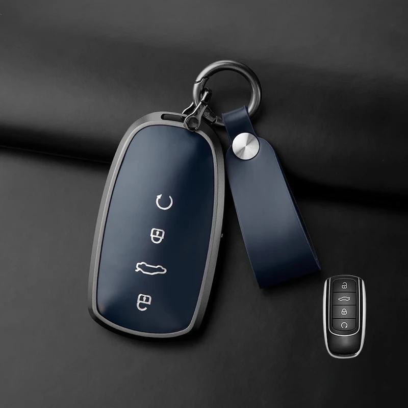 

Подходит для Chery ARRIZO8 OMODA 5 TIGGO 4 PRO, алюминиевый сплав + конская кожа, чехол для дистанционного ключа автомобиля, лучшая защита